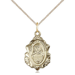 14kt Gold Maria Faustina Medal Engraved Catholic Saint Jewelry