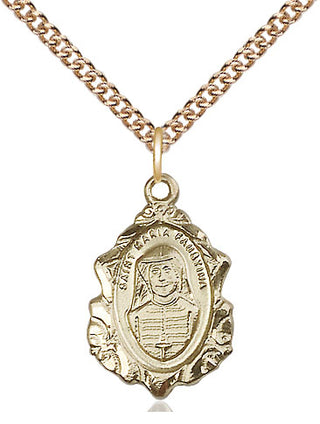 14kt Gold Maria Faustina Medal Engraved Catholic Saint Jewelry