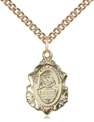14kt Gold Maria Faustina Medal Engraved Catholic Saint Jewelry