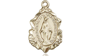 14kt Gold Miraculous Medal Engraved Catholic Saint Jewelry