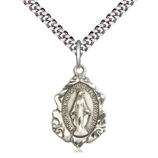 Pewter Miraculous Medal Religious Jewelry Engraved Catholic Saint Jewelry