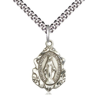 Pewter Miraculous Medal Religious Jewelry Engraved Catholic Saint Jewelry