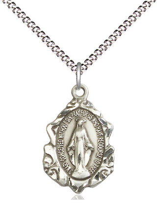 Sterling Silver Miraculous Medal Religious Jewelry Engraved Catholic Saint Jewelry