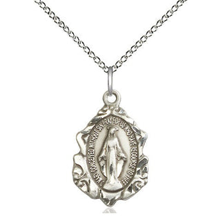 Sterling Silver Miraculous Medal Religious Jewelry Engraved Catholic Saint Jewelry