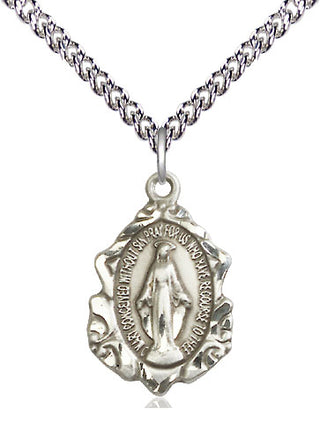 Sterling Silver Miraculous Medal Religious Jewelry Engraved Catholic Saint Jewelry