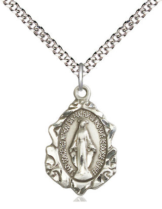 Sterling Silver Miraculous Medal Religious Jewelry Engraved Catholic Saint Jewelry