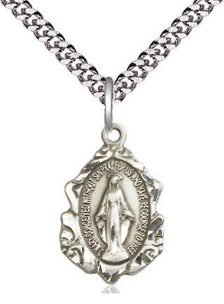 Sterling Silver Miraculous Medal Religious Jewelry Engraved Catholic Saint Jewelry