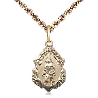 14kt Gold Saint Peregrine Medal Engraved Catholic Saint Jewelry