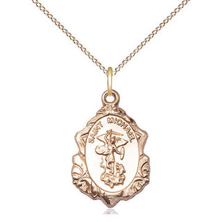 14kt Gold Filled Saint Michael the Archangel Medal Religious Jewelry Engraved Catholic Saint Jewelry