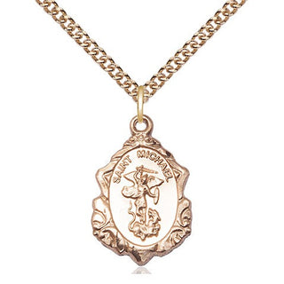 14kt Gold Filled Saint Michael the Archangel Medal Religious Jewelry Engraved Catholic Saint Jewelry