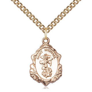 14kt Gold Filled Saint Michael the Archangel Medal Religious Jewelry Engraved Catholic Saint Jewelry