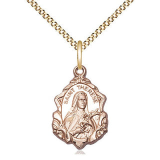 14kt Gold Filled Saint Therese of Lisieux Medal Religious Jewelry Engraved Catholic Saint Jewelry