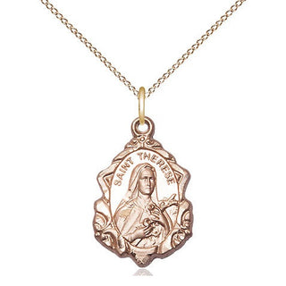14kt Gold Filled Saint Therese of Lisieux Medal Religious Jewelry Engraved Catholic Saint Jewelry