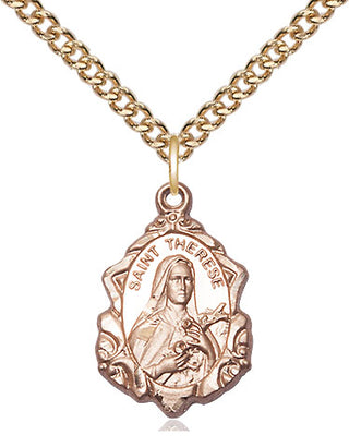 14kt Gold Filled Saint Therese of Lisieux Medal Religious Jewelry Engraved Catholic Saint Jewelry