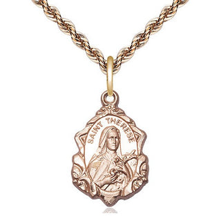 14kt Gold Filled Saint Therese of Lisieux Medal Religious Jewelry Engraved Catholic Saint Jewelry