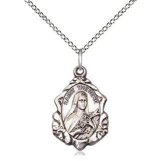 Sterling Silver Saint Therese of Lisieux Medal Religious Jewelry Engraved Catholic Saint Jewelry