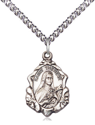 Sterling Silver Saint Therese of Lisieux Medal Religious Jewelry Engraved Catholic Saint Jewelry