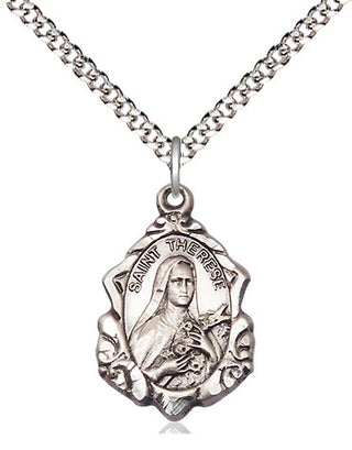 Sterling Silver Saint Therese of Lisieux Medal Religious Jewelry Engraved Catholic Saint Jewelry