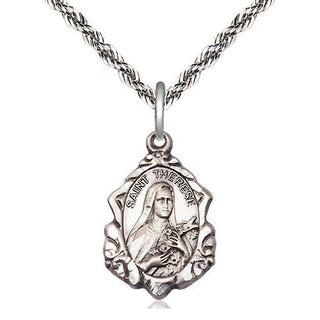 Sterling Silver Saint Therese of Lisieux Medal Religious Jewelry Engraved Catholic Saint Jewelry