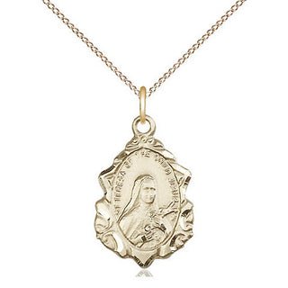 14kt Gold Filled Saint Theresa Medal Religious Jewelry Engraved Catholic Saint Jewelry