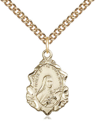 14kt Gold Filled Saint Theresa Medal Religious Jewelry Engraved Catholic Saint Jewelry