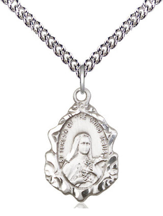 Sterling Silver Saint Theresa Medal Religious Jewelry Engraved Catholic Saint Jewelry