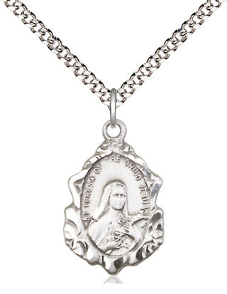 Sterling Silver Saint Theresa Medal Religious Jewelry Engraved Catholic Saint Jewelry