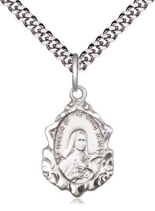 Sterling Silver Saint Theresa Medal Religious Jewelry Engraved Catholic Saint Jewelry