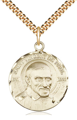 14kt Gold Filled Saint Vincent de Paul Medal Catholic Jewelry Engraved Catholic Saint Jewelry