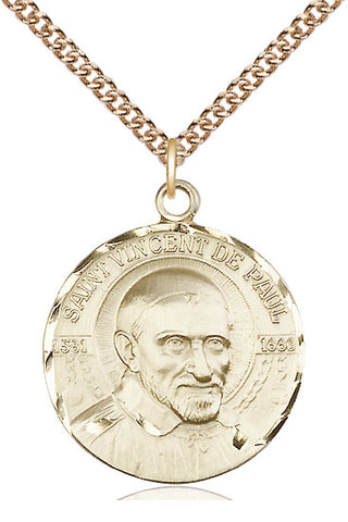 14kt Gold Filled Saint Vincent de Paul Medal Catholic Jewelry Engraved Catholic Saint Jewelry