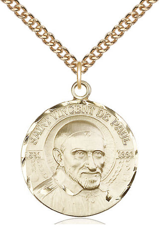14kt Gold Filled Saint Vincent de Paul Medal Catholic Jewelry Engraved Catholic Saint Jewelry