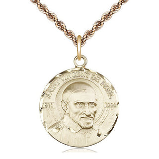 14kt Gold Filled Saint Vincent de Paul Medal Catholic Jewelry Engraved Catholic Saint Jewelry