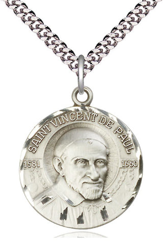 Sterling Silver Saint Vincent de Paul Medal Catholic Jewelry Engraved Catholic Saint Jewelry