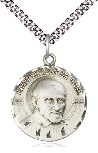 Sterling Silver Saint Vincent de Paul Medal Catholic Jewelry Engraved Catholic Saint Jewelry