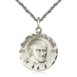 Sterling Silver Saint Vincent de Paul Medal Catholic Jewelry Engraved Catholic Saint Jewelry