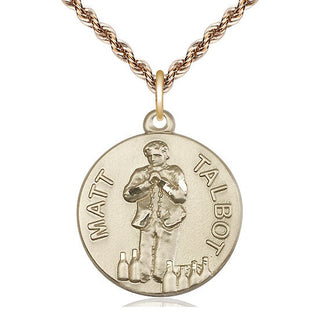 14kt Gold Matt Talbot Medal Engraved Catholic Saint Jewelry