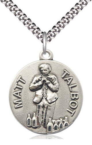 Pewter Matt Talbot Medal Catholic Jewelry Engraved Catholic Saint Jewelry