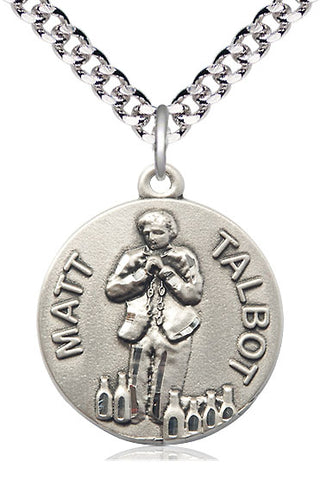 Sterling Silver Matt Talbot Medal Catholic Jewelry Engraved Catholic Saint Jewelry