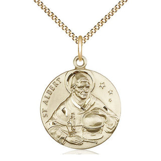 14kt Gold Filled Saint Albert the Great Medal Catholic Jewelry Engraved Catholic Saint Jewelry