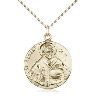 14kt Gold Filled Saint Albert the Great Medal Catholic Jewelry Engraved Catholic Saint Jewelry