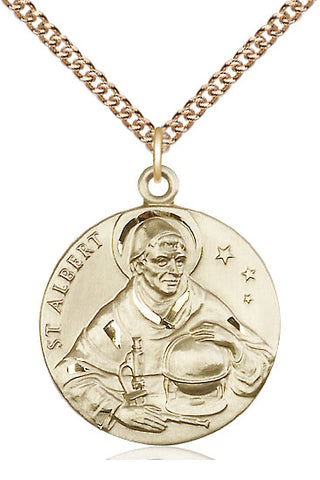 14kt Gold Filled Saint Albert the Great Medal Catholic Jewelry Engraved Catholic Saint Jewelry