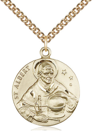 14kt Gold Saint Albert the Great Medal Engraved Catholic Saint Jewelry