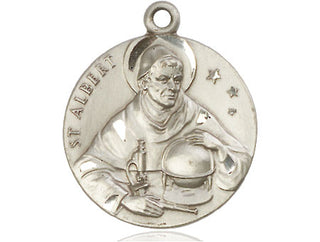 Sterling Silver Saint Albert the Great Medal Catholic Jewelry Engraved Catholic Saint Jewelry