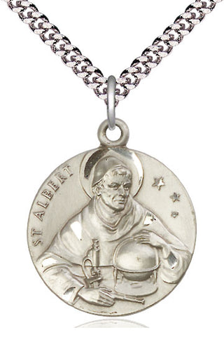 Sterling Silver Saint Albert the Great Medal Catholic Jewelry Engraved Catholic Saint Jewelry