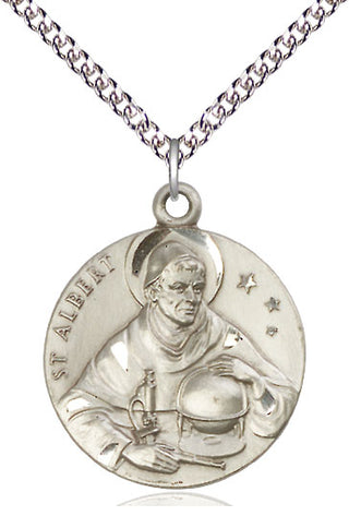 Sterling Silver Saint Albert the Great Medal Catholic Jewelry Engraved Catholic Saint Jewelry