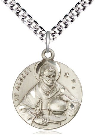 Sterling Silver Saint Albert the Great Medal Catholic Jewelry Engraved Catholic Saint Jewelry