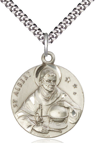 Sterling Silver Saint Albert the Great Medal Catholic Jewelry Engraved Catholic Saint Jewelry
