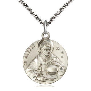Sterling Silver Saint Albert the Great Medal Catholic Jewelry Engraved Catholic Saint Jewelry