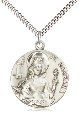 Pewter Saint Barbara Medal Catholic Jewelry Engraved Catholic Saint Jewelry