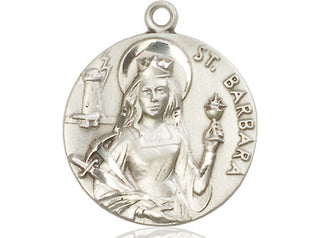 Sterling Silver Saint Barbara Medal Catholic Jewelry Engraved Catholic Saint Jewelry